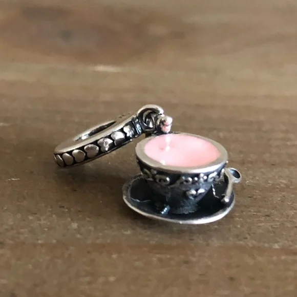 NWOT Sterling silver teacup dangle bracelet charm - Picture 2 of 4